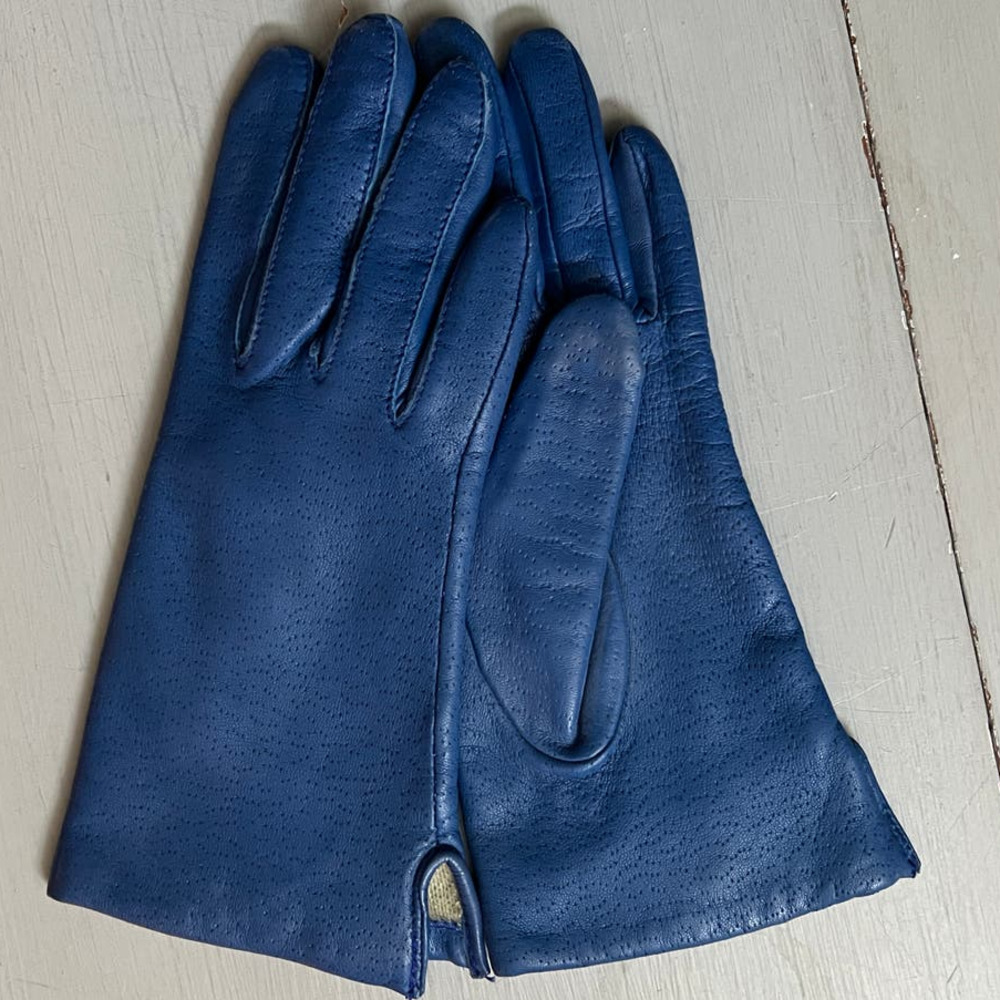 Royal Blue Authentic Leather Women's Gloves Size 6.5